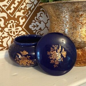 Vintage Cobalt Blue Trinket Box